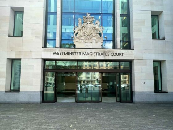 The front entrance of Westminster Magistrates' Court