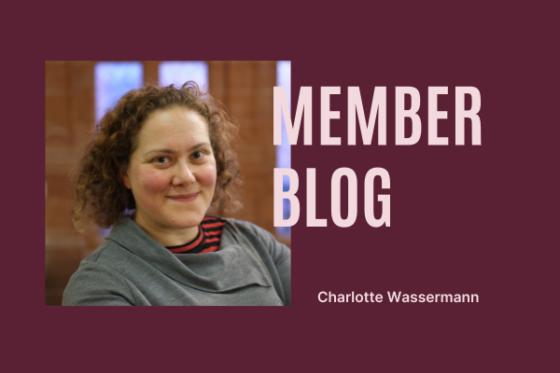 The text reads member blog, Charlotte Wassermann. It is accompanied by Charlotte's photo.