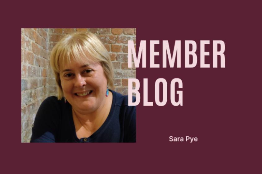 The text reads: member blog, Sara Pye. It is accompanied by Sara's photo.