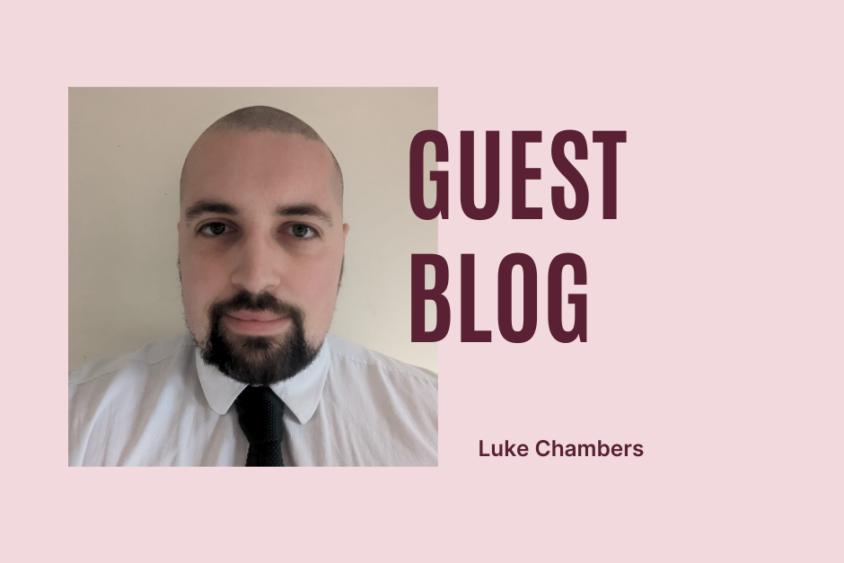 The text reads: guest blog, Luke Chambers. It is accompanied by Luke's photo.