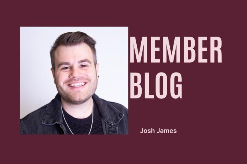 The text reads: member blog, Josh James. It is accompanied by Josh's photo.